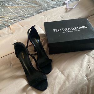 Pretty little thing Black Ankle Strap size 8
